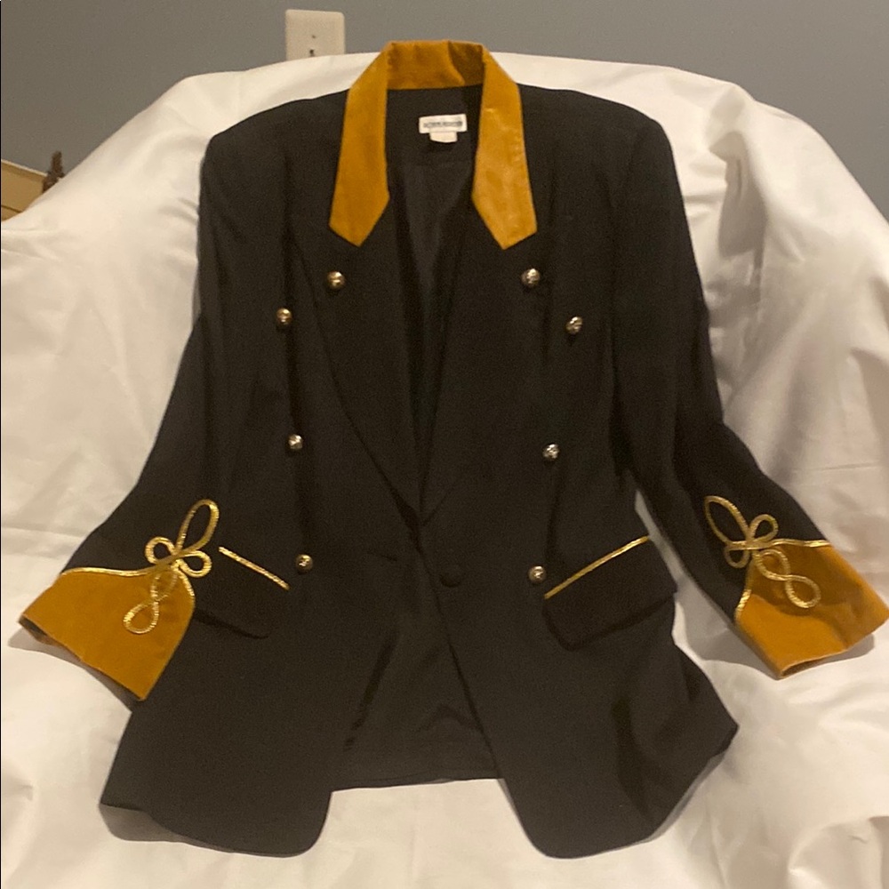 Black and Gold Structured Blazer with Tailored Look